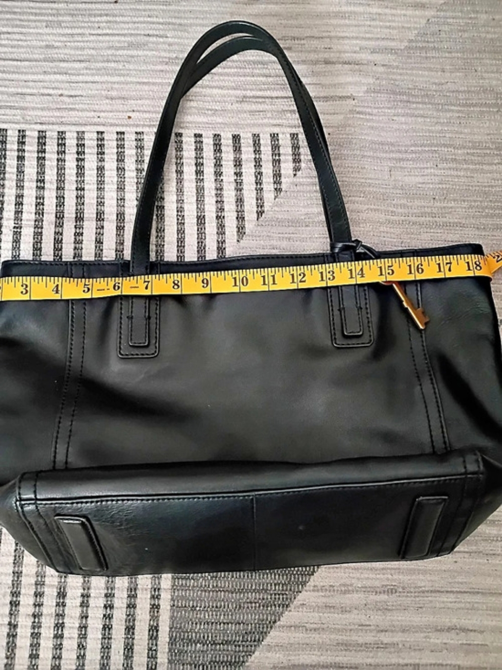 Fossil Black Leather Tote Bag